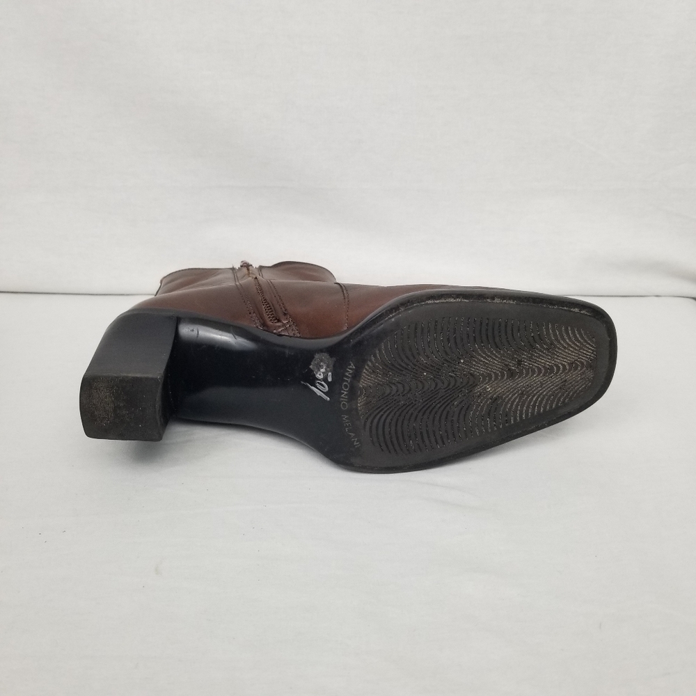 Antonio Melani brown leather ankle/chunky heel boots 9.5 M - Picture 5 of 13